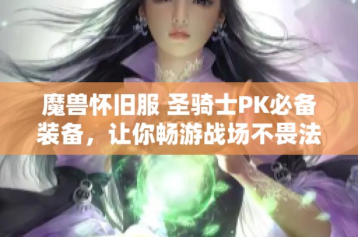 魔兽怀旧服 圣骑士PK必备装备，让你畅游战场不畏法师猎人的追击