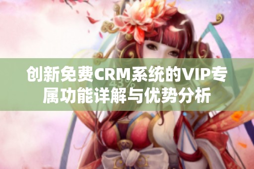 创新免费CRM系统的VIP专属功能详解与优势分析