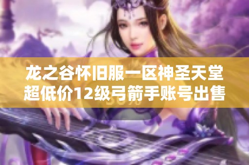 龙之谷怀旧服一区神圣天堂超低价12级弓箭手账号出售