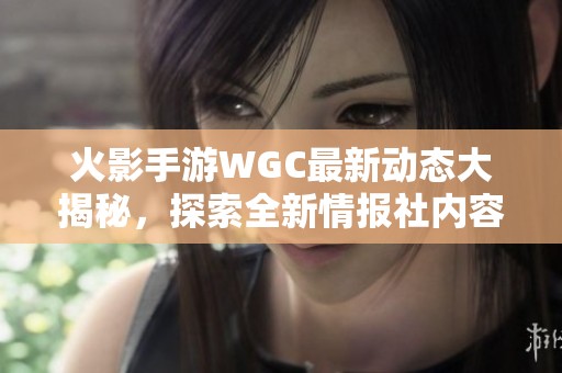 火影手游WGC最新动态大揭秘，探索全新情报社内容！