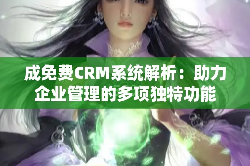 成免费CRM系统解析：助力企业管理的多项独特功能