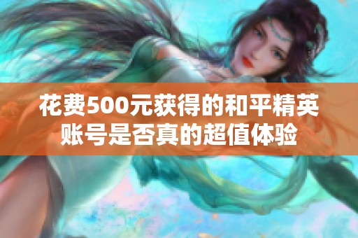 花费500元获得的和平精英账号是否真的超值体验